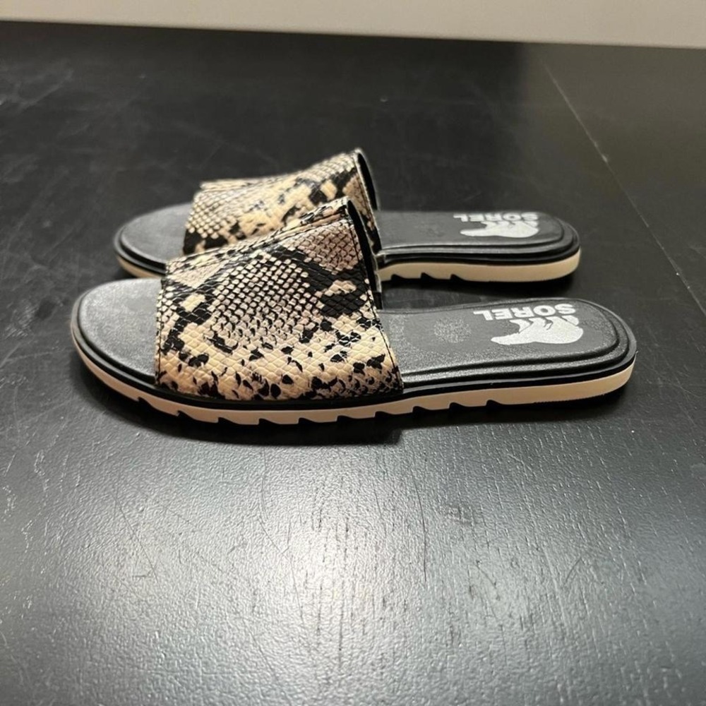Sorel Snakeskin Slide Sandals - 7